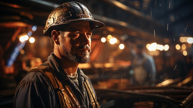 Portrait d'un ouvrier adulte dans une usine métallurgique