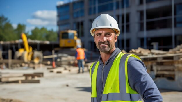 Portrait d'un ouvrier sur un chantier