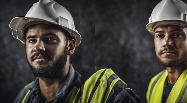 portrait d'un ouvrier de la construction ouvrier acharné au travail portrait d'un homme avec un casque ouvrier acharré