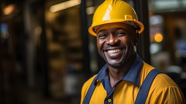 Portrait d'un ouvrier de la construction souriant