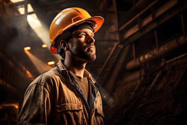 Portrait d'un ouvrier dans une usine métallurgique