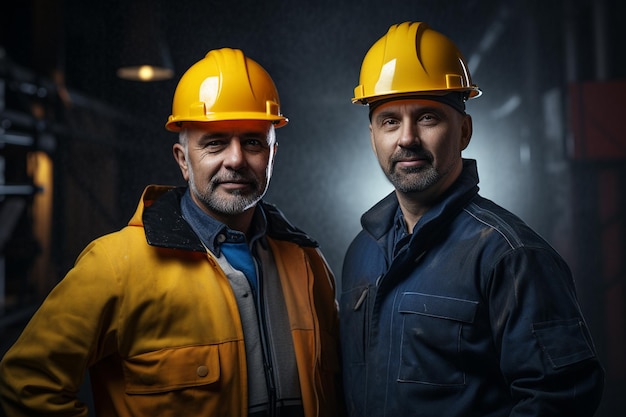 Portrait d'un ouvrier du bâtiment en casque de sécurité