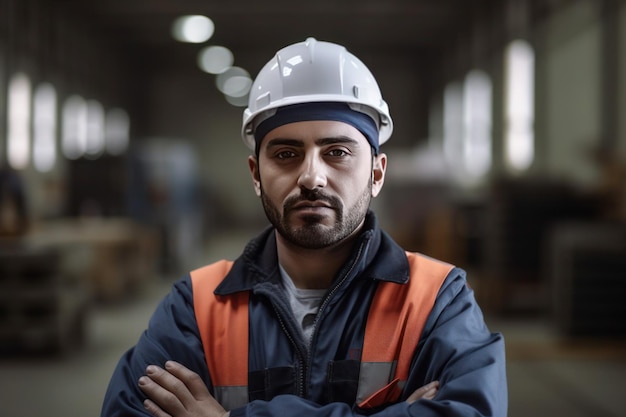 Portrait d'un ouvrier d'usine arabe généré par ai