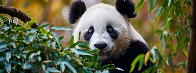 portrait d'un panda dans la nature mise au point sélective