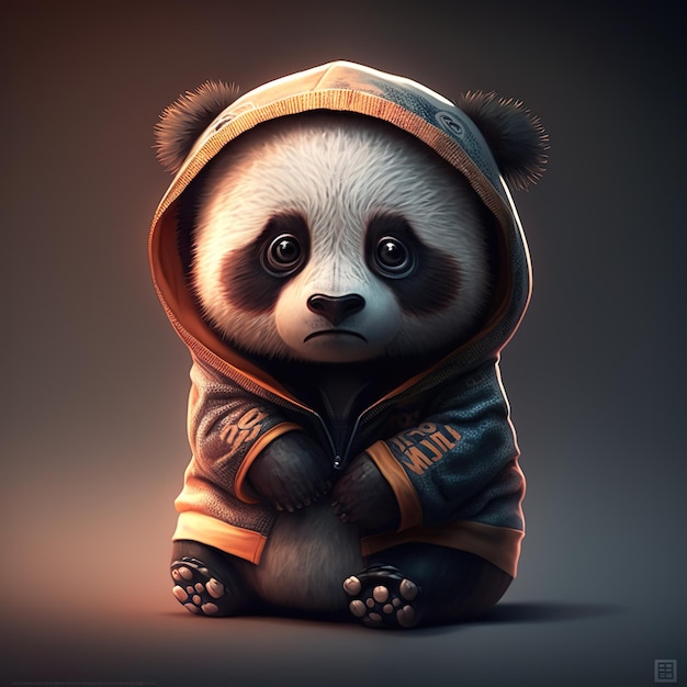 Portrait de panda avec un fond noir