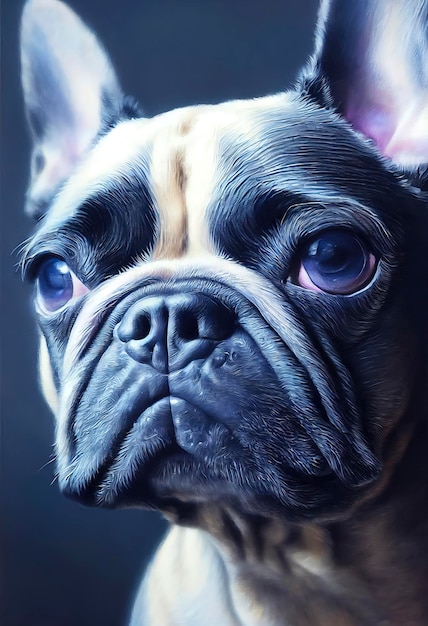 Portrait peint d'un bouledogue français