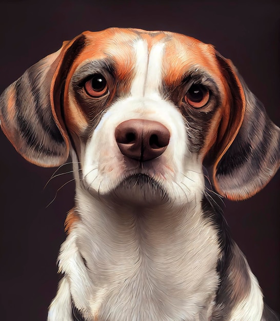 Portrait peint d'un chien beagle