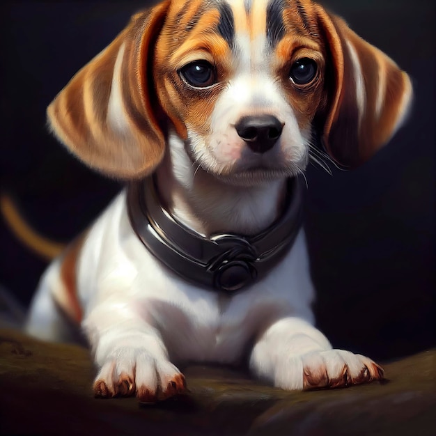 Portrait peint d'un chien beagle