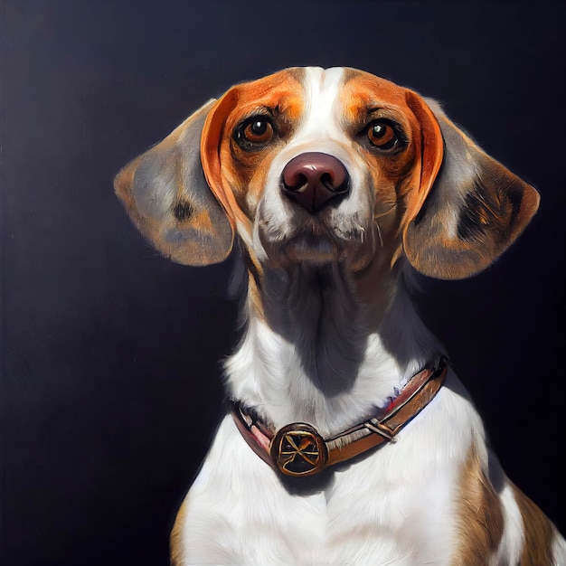 Portrait peint d'un chien beagle