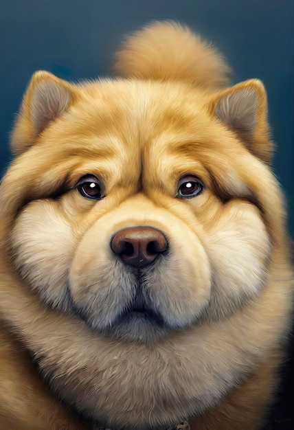 Portrait peint d'un chien Chow Chow