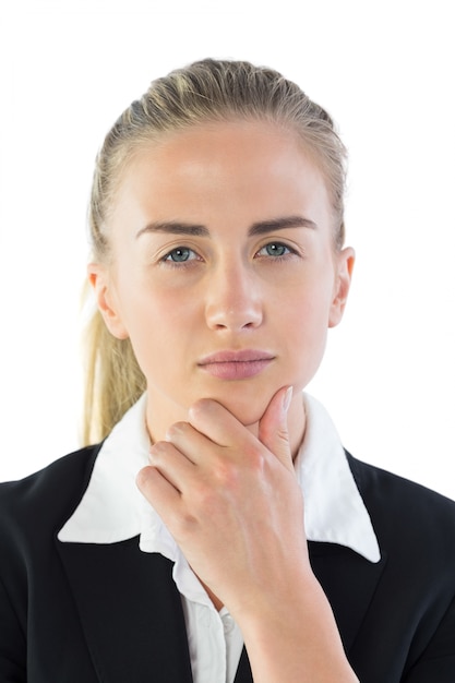 Portrait de la pensée jeune femme d&#39;affaires