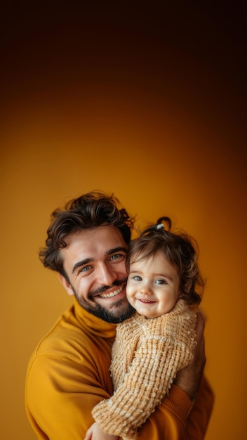 Portrait de père et d'enfant sur un fond isolé prise de studio IA générative