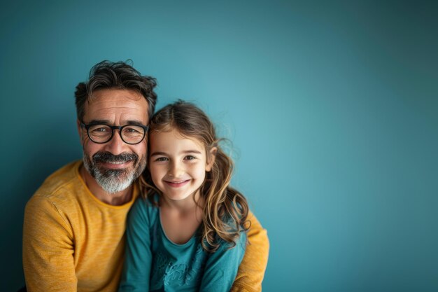 Portrait de père et d'enfant sur un fond isolé prise de studio IA générative