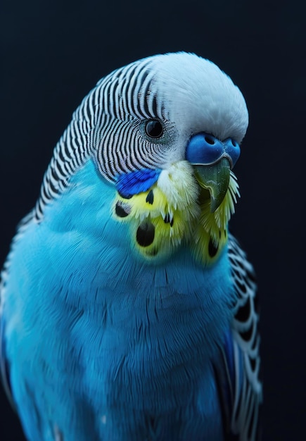 Portrait de perruche bleue d'un oiseau