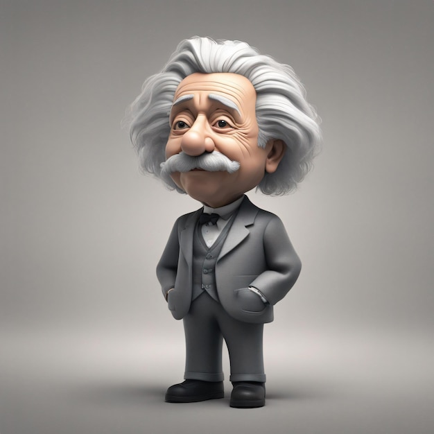 Portrait de personnage d'Albert Einstein Petit corps avec une grande tête