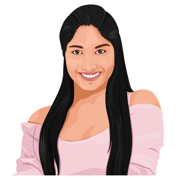 Portrait de personnage d'autocollant png d'une femme indienne sur un fond transparent