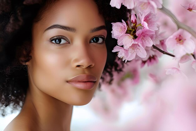 Photo portrait d'une personne avec une fleur portrait dune femme avec des fleurs portrait d‘une femme