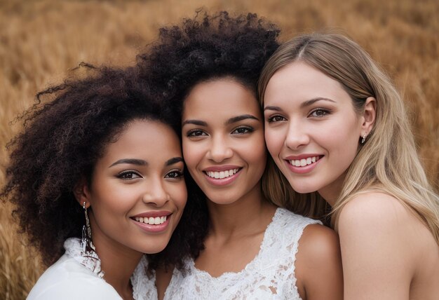 Portrait de personnes multiethniques heureuses jeune groupe d'amis diversité concept d'équité et d'appartenance