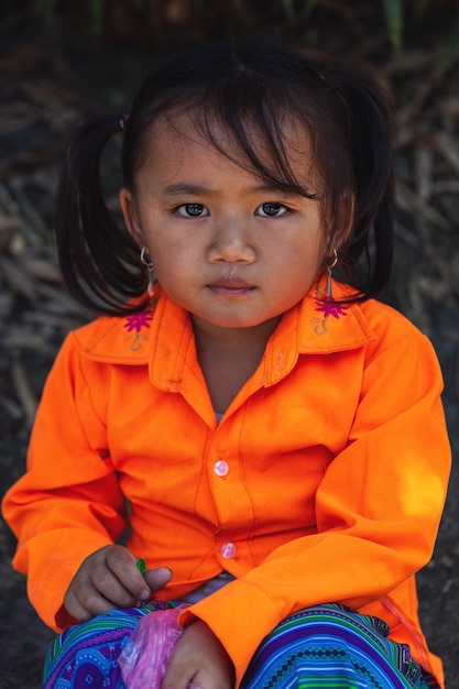 Portrait d'une petite fille du Vietnam.