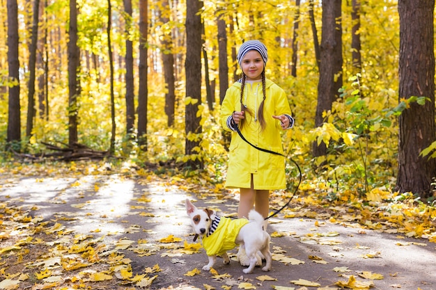 Portrait D'une Petite Fille Sur Fond De Feuilles Orange Et Jaunes Dans Une Journée Ensoleillée D'automne