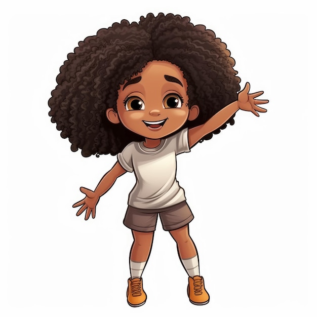 Portrait de petite fille noire Clipart sur fond blanc