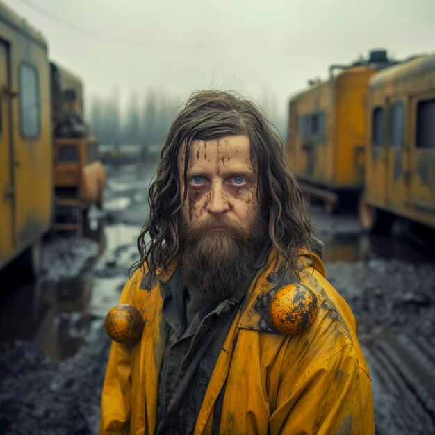 Photo un portrait d'un peuple vivant à la suite d'une guerre nucléaire ia générative