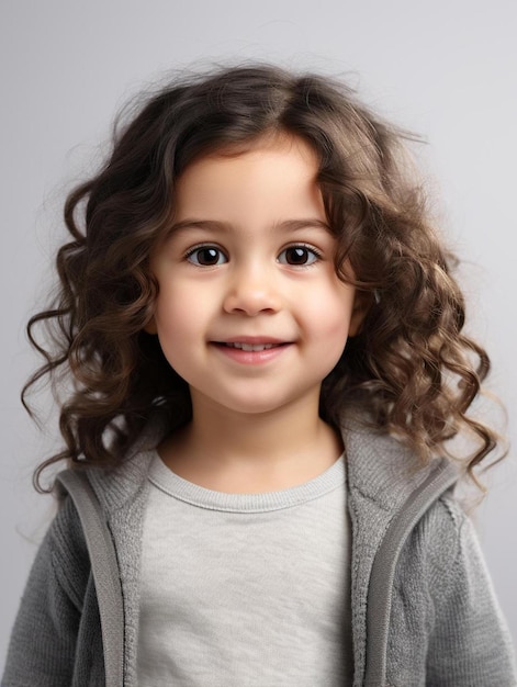 Portrait photo de bébé mexicain cheveux ondulés souriant