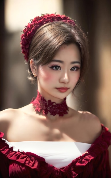 Portrait photo d'une belle femme asiatique AI générative