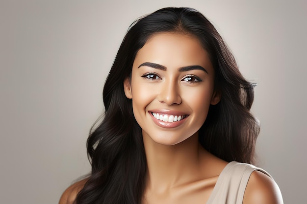 Portrait photo d'une belle jeune brune