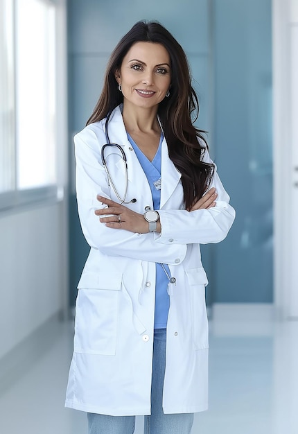 Portrait photo d'une belle jeune femme médecin regardant la caméra