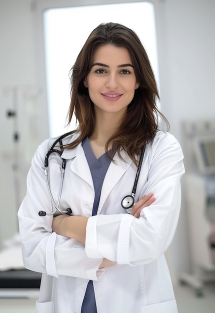 Portrait photo d'une belle jeune femme médecin regardant la caméra