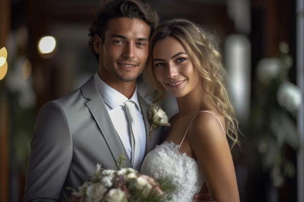 Portrait photo d'un couple le jour du mariage