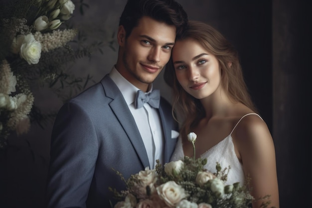 Portrait photo d'un couple le jour du mariage