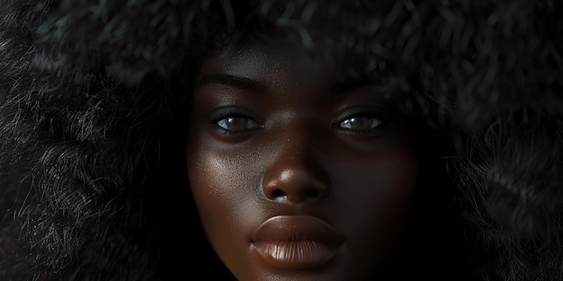 Portrait photo d'une femme d'origine africaine avec des cheveux afro longs