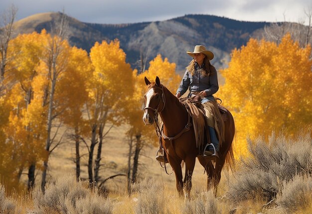 Portrait photo d'une fille, d'un garçon et d'un cavalier chevauchant leur cheval dans un ranch un jour ensoleillé