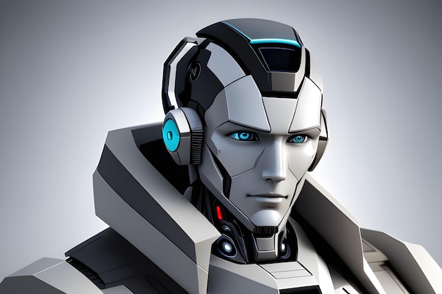 Portrait photo gratuit d'un robot sensuel cyber man ai avec pose créative