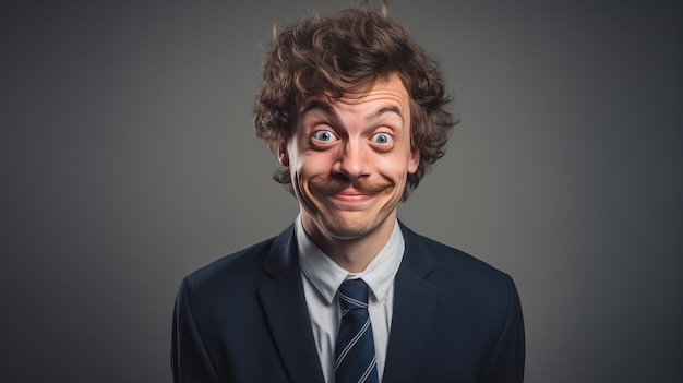 Un portrait photo d'un homme hilarant à la lumière d'un studio