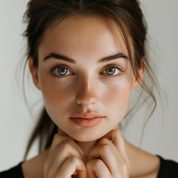 Portrait photo d'une jeune et belle femme sur un fond flou