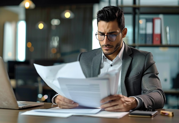 Portrait photo d'un jeune homme d'affaires professionnel heureux alors qu'il travaille dans son bureau