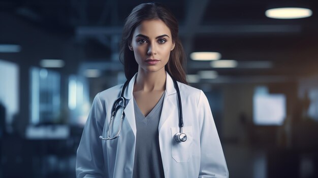 Portrait photo d'une médecin souriante à l'hôpital