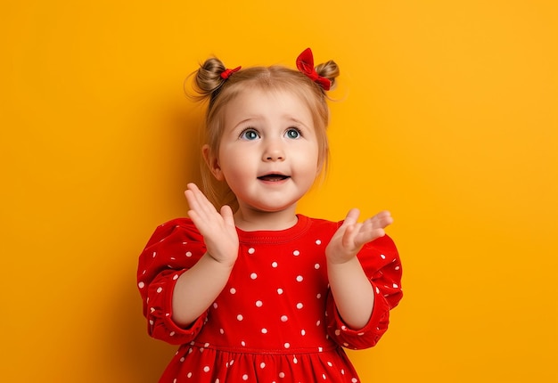 Portrait photo d'une petite fille mignonne qui sourit