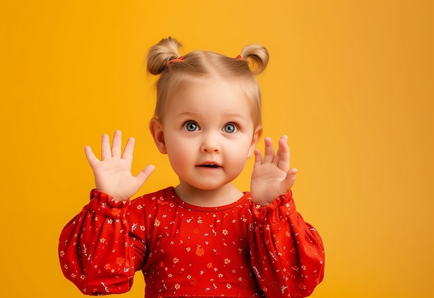 Portrait photo d'une petite fille mignonne qui sourit