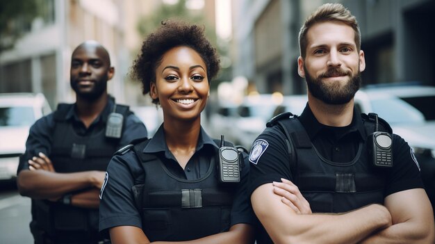 Photo portrait photo d'un policier et d'une policière