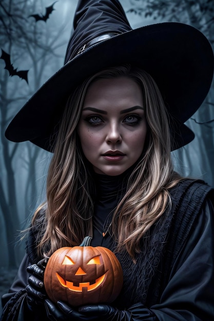 Portrait photo de la sorcière d'Halloween