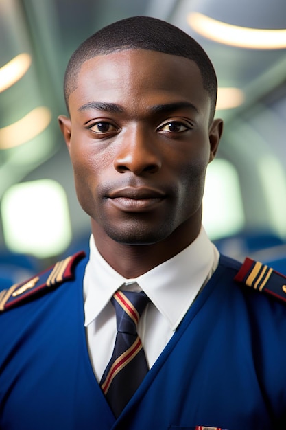 Photo portrait d'un pilote afro-américain à bord d'un avion