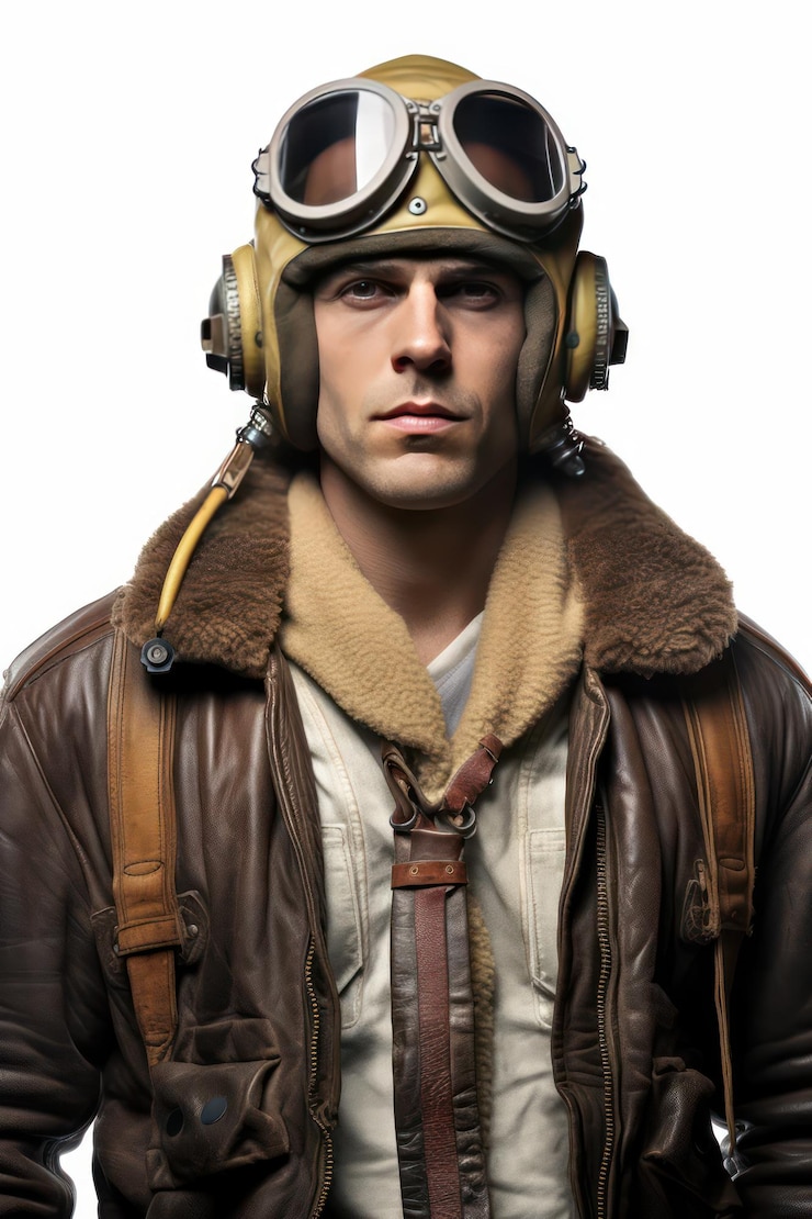 Photo un portrait d'un pilote isolé sur fond blanc ar 23 v 52 id de poste 392fcaf981124b9089896b051f23a95b
