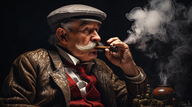 portrait d'une pipe à fumer barbue