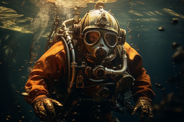 Portrait d'un plongeur sous la mer a généré