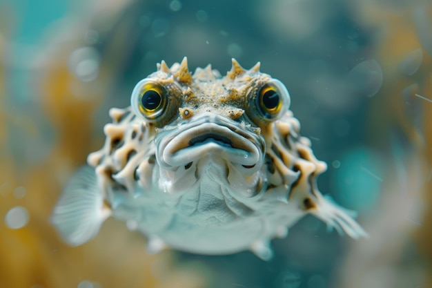 Photo portrait d'un poisson-puffant, un habitant étrange des océans