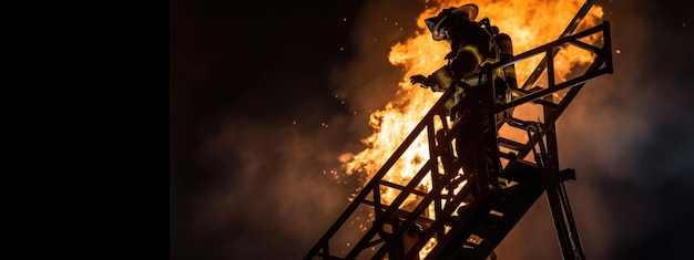 Portrait d'un pompier en équipement Pompiers utilisant de l'eau du tuyau pour la lutte contre les incendies